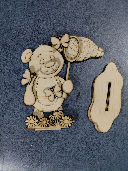 Bear with butterfly-shelf sitter-Unpainted & Unassembled-DIY KIT