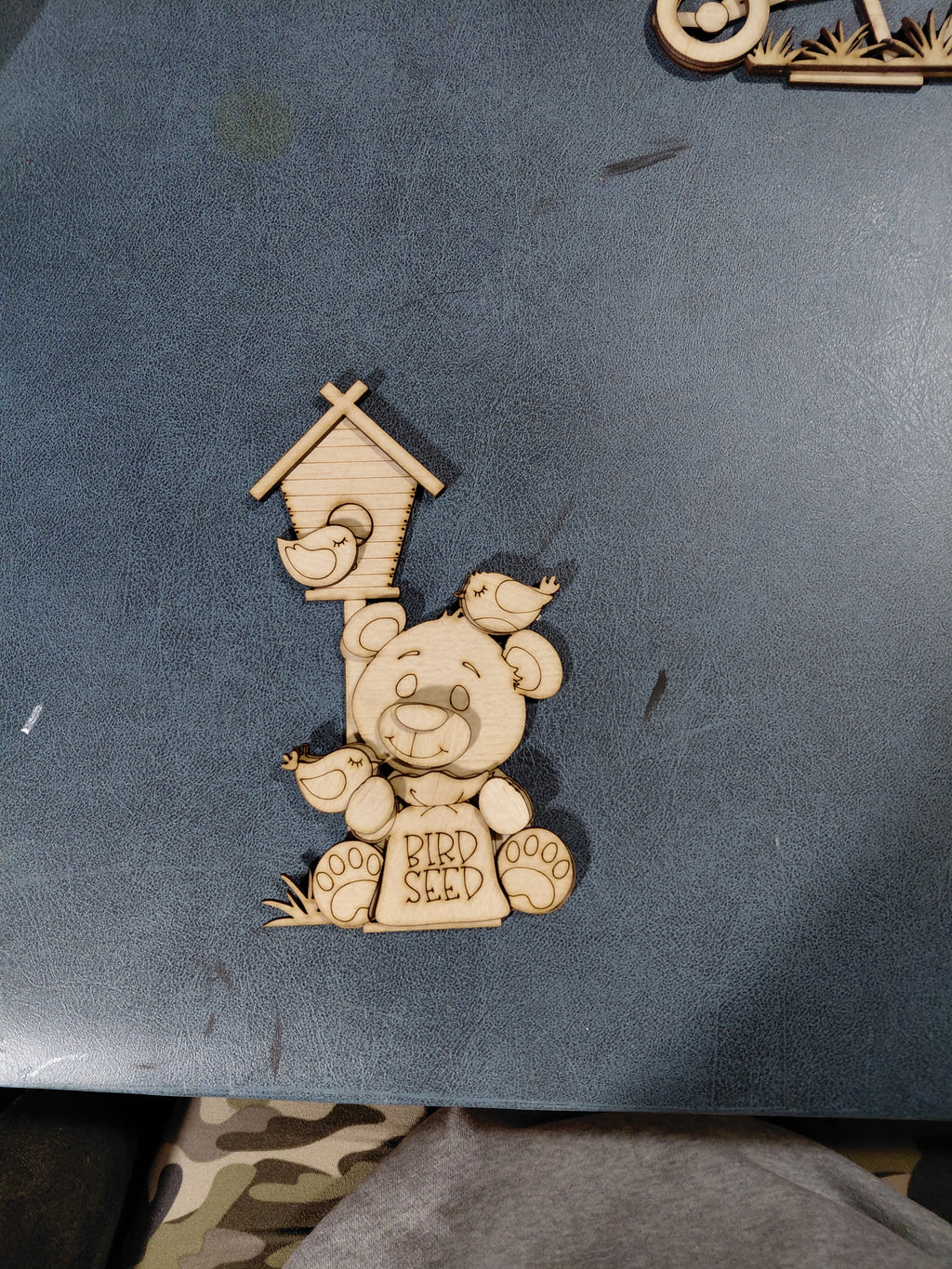 Bear with birdhouse-shelf sitter- Unpainted & Unassembled-DIY KIT
