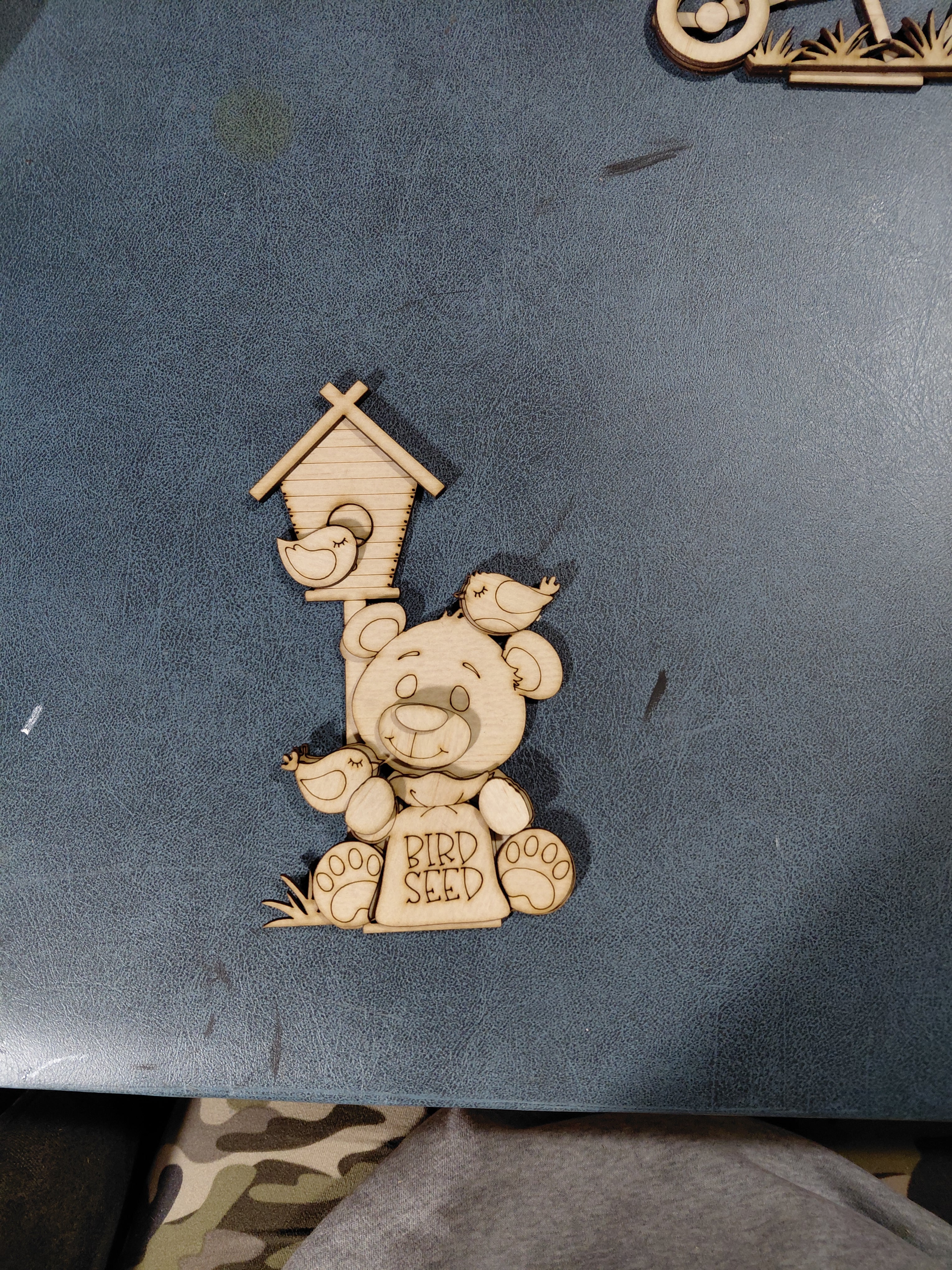 Bear with birdhouse-shelf sitter- Unpainted & Unassembled-DIY KIT